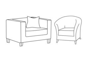 Sofa Linie Symbole. Möbel Design. Sammlung von Sofa Illustration. modern Möbel einstellen isoliert auf Weiß Hintergrund. vektor