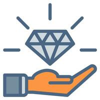 diamant och hand ikon översikt svart stil. företag och finansiera ikoner vektor