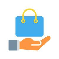 Einkaufen Tasche Verkauf Symbol und Hand Symbol Gliederung schwarz Stil. Geschäft und Finanzen Symbole vektor