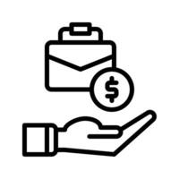 Aktentasche Tasche und Hand Symbol Gliederung schwarz Stil oder Logo Illustration. Geschäft und Finanzen Symbole vektor