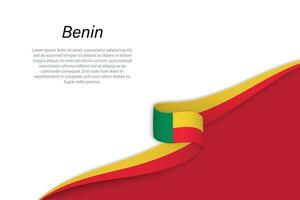 Welle Flagge von Benin mit Copyspace Hintergrund vektor