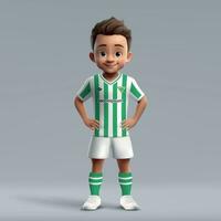 3d Karikatur süß jung Fußball Spieler im Fußball Uniform vektor