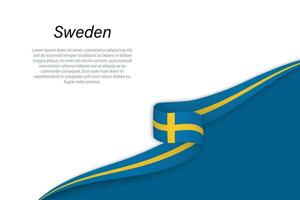 Welle Flagge von Schweden mit Copyspace Hintergrund vektor