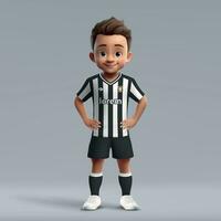 3d Karikatur süß jung Fußball Spieler im Fußball Uniform vektor
