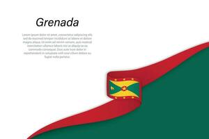 Welle Flagge von Grenada mit Copyspace Hintergrund vektor