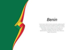 Welle Flagge von Benin mit Copyspace Hintergrund vektor
