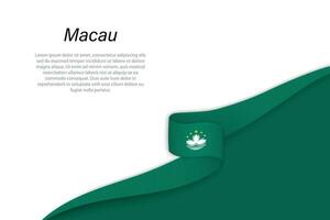 Welle Flagge von Macau mit Copyspace Hintergrund vektor