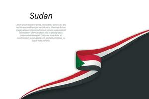 Welle Flagge von Sudan mit Copyspace Hintergrund vektor