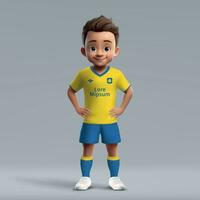 3d Karikatur süß jung Fußball Spieler im Fußball Uniform vektor