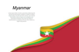 Welle Flagge von Myanmar mit Copyspace Hintergrund vektor