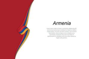 Welle Flagge von Armenien mit Copyspace Hintergrund. vektor