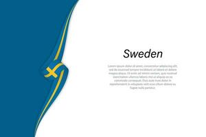 Welle Flagge von Schweden mit Copyspace Hintergrund. vektor