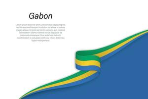 Welle Flagge von gabon mit Copyspace Hintergrund vektor
