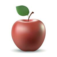 3d röd äpple isolerat på vit bakgrund vektor