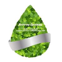 grön miljövänlig etikett från gröna blad. vektor illustration.