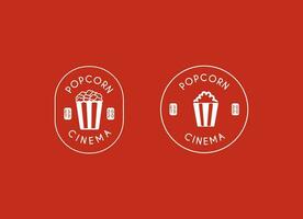 popcorn logotyp bricka med illustration av popcorn i hink vektor