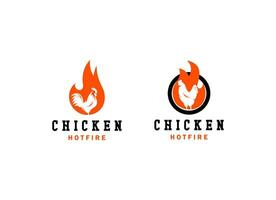 rustikales Feuerhuhn-Logo, Henne Flamme heißes Symbol Vektor-Symbol-Illustration, modernes Farbverlauf-Logo, Fast-Food-Restaurant-App-Symbol vektor