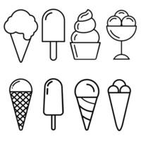 Eis Sahne Vektor Symbol Satz. Waffel Kegel Illustration Zeichen Sammlung. Eis lolly Symbol. gefroren Saft Logo.