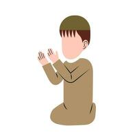 karaktär av muslim pojke bön- vektor