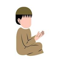 Charakter von Muslim Junge beten vektor