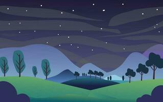 berg skog bakgrund landskap landskap illustration natt himmel vektor