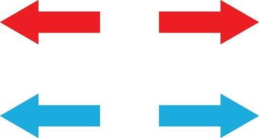 röd och blå pil rätt vänster ikon uppsättning isolerat på vit bakgrund . vektor
