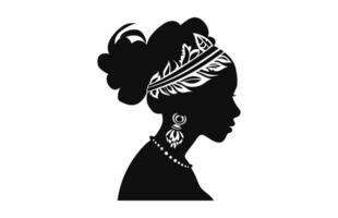 en kvinnor profil med blommig hår svart silhuett vektor fri