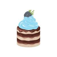cupcake. choklad muffin med björnbär. hallon choklad kaka. ljuv efterrätt. vektor illustration isolerat på vit bakgrund