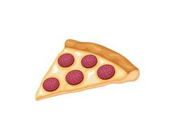 Peperoni Pizza. köstlich Scheibe von Pizza mit Würstchen und Käse. ein Gericht von Italienisch Küche. schnell Lebensmittel. Vektor Illustration isoliert auf ein Weiß Hintergrund