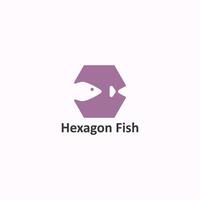 Hexagon Logo mit Fisch Negativ Raum. vektor