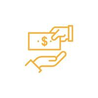 Orange geben Geld Vektor Gliederung Symbol isoliert auf Weiß Hintergrund. Illustration Stil eps 10 Datei Format
