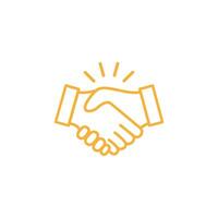 Orange Shake Hand Linie Kunst Symbol. einfach Gliederung Stil zum Netz und App. Handschlag, Hände, Partnerschaft, Geschäft Konzept Symbol. Vektor Illustration isoliert auf Weiß Hintergrund.