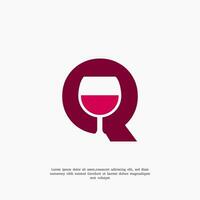 Brief q Wein Logo Design Vorlage vektor