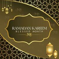 Ramadan kareem Arabisch Kalligraphie Gruß Karte Design mit Laterne und Mandala Hintergrund. vektor