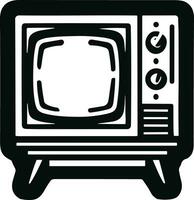 schwarz und Weiß retro Fernseher Silhouette Illustration Profi Vektor