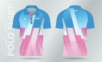 mjuk Färg blå och rosa sublimering polo sport jersey mall design vektor