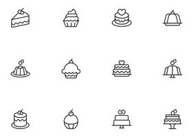 Kuchen Konzept. Sammlung von modern hoch Qualität Kuchen Linie Symbole. editierbar Schlaganfall. Prämie linear Symbol zum Netz Websites, Flyer, Banner, online Geschäfte und Firmen. vektor