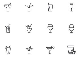 Sammlung von modern Cocktail Gliederung Symbole. einstellen von modern Abbildungen zum Handy, Mobiltelefon Apps, Netz Websites, Flyer, Banner usw isoliert auf Weiß Hintergrund. Prämie Qualität Zeichen. vektor