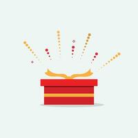 rot Geschenk Überraschung Kasten, geeignet zum Geburtstag Geschenk, Besondere Paket, Geschenk, Magie Kasten, Stil Symbol Vektor Illustration