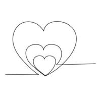 Single Linie kontinuierlich Zeichnung von romantisch Liebe und Herz gestalten Gliederung Vektor Illustration