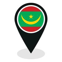 Mauretanien Flagge auf Karte punktgenau Symbol isoliert. Flagge von Mauretanien vektor