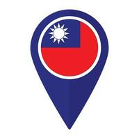 taiwan flagga på Karta precisera ikon isolerat. flagga av taiwan vektor