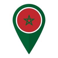 Marokko Flagge auf Karte punktgenau Symbol isoliert. Flagge von Marokko vektor