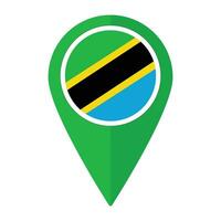 Tansania Flagge auf Karte punktgenau Symbol isoliert. Flagge von Tansania vektor