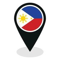 Philippinen Flagge auf Karte punktgenau Symbol isoliert. Flagge von Philippinen vektor