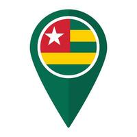 Togo flagga på Karta precisera ikon isolerat. flagga av Togo vektor