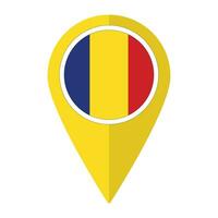 Rumänien Flagge auf Karte punktgenau Symbol isoliert. Flagge von Rumänien vektor