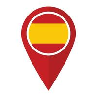 Spanien Flagge auf Karte punktgenau Symbol isoliert. Flagge von Spanien vektor