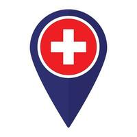 Schweiz Flagge auf Karte punktgenau Symbol isoliert. Flagge von Schweiz vektor