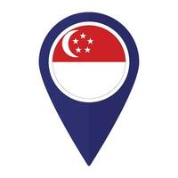 Singapur Flagge auf Karte punktgenau Symbol isoliert. Flagge von Singapur vektor
